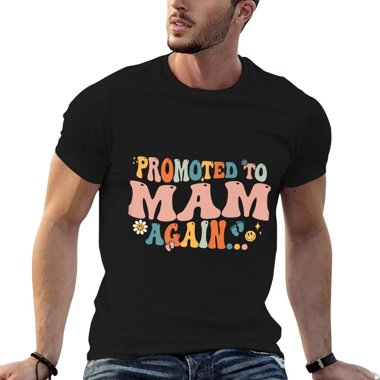 Groovy Promoted to Mam Again Fathers Day Premium  Oversized Silhouette T-Shirt