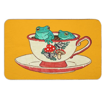 Tea Cup Frogs  Absorbent Bath Mat