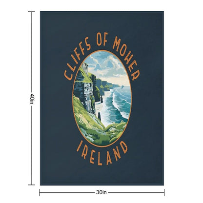 Cliffs of Moher Ireland Retro Distressed Circle Machine-washable Throw Blanket