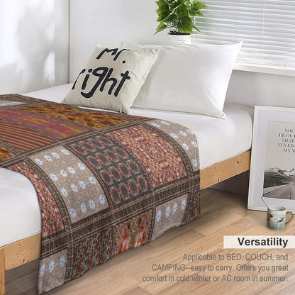 Brown Patchwork Versatility Throw Blanket