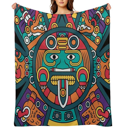 Mayan Aztec Calendar Art Comfort Throw Blanket