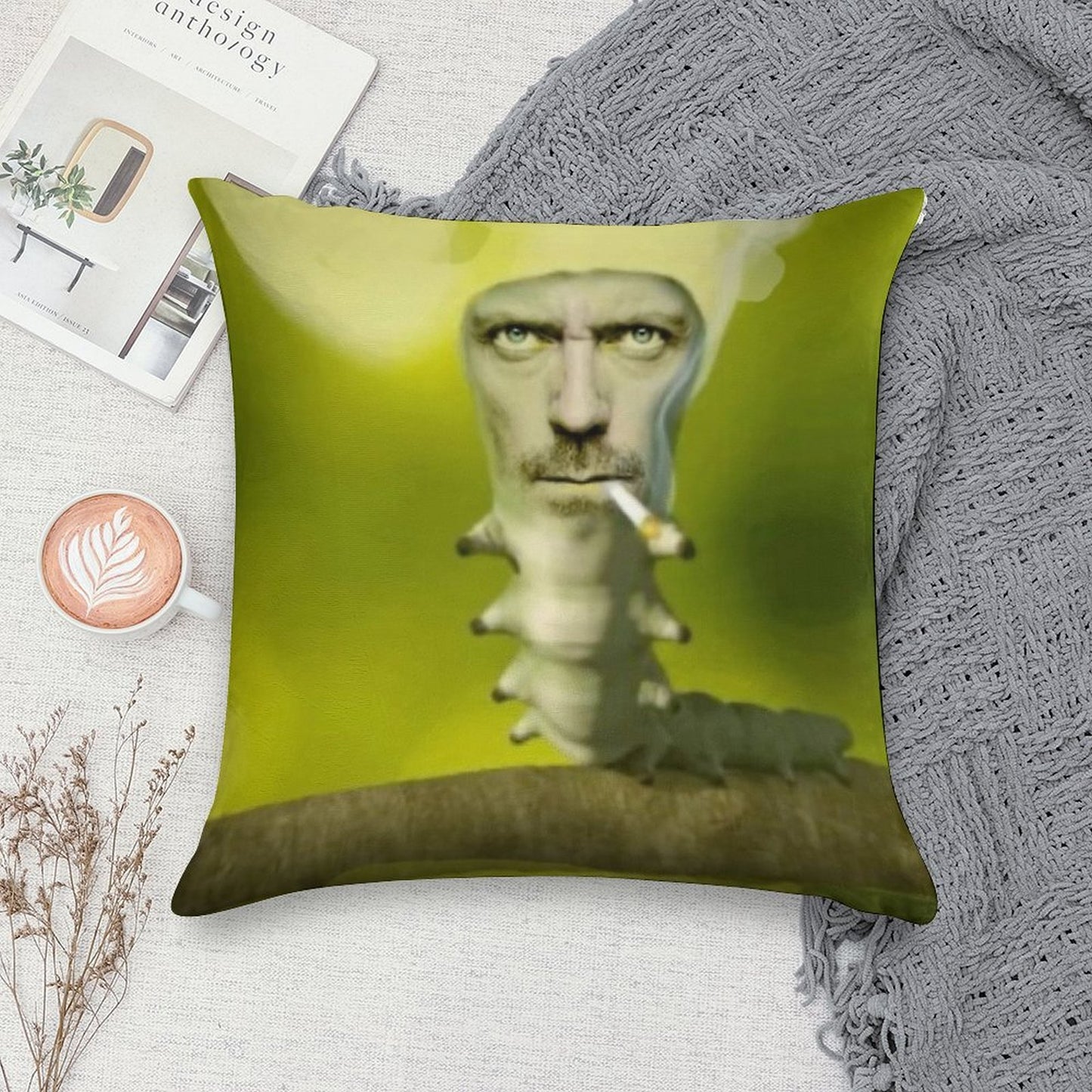 House Caterpillar Meme Soft Ultra-Soft Texture Throw Pillow