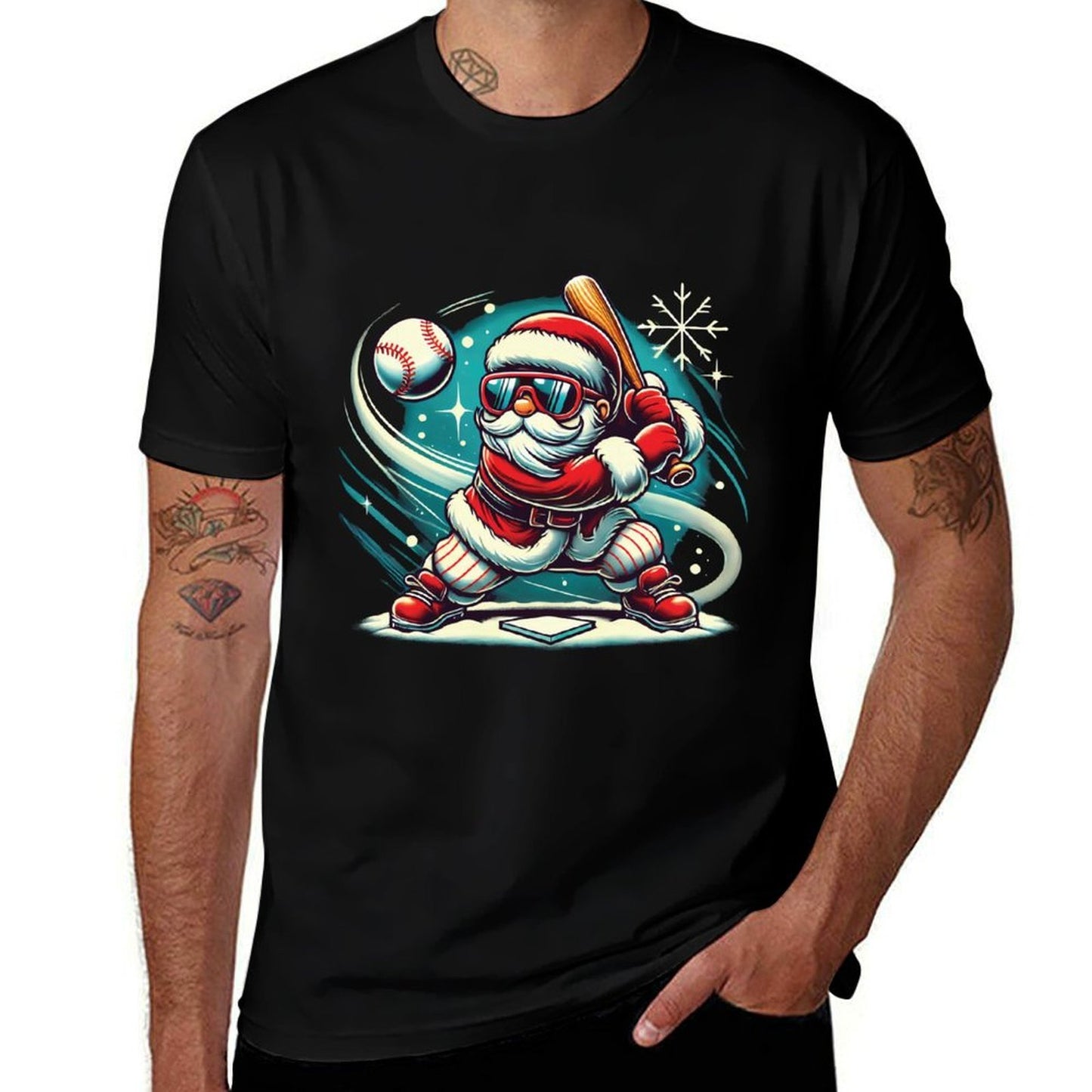 Cute Santa Claus Playing Baseball Boys Kidsns Christmas  Odor-resistant T-Shirt
