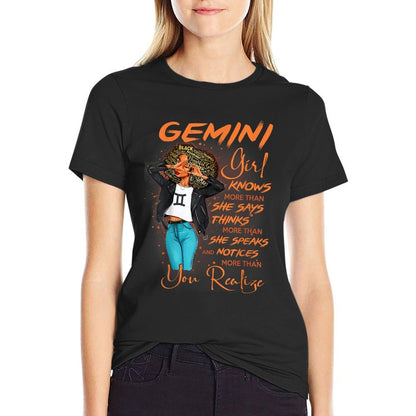 Gemini Girl Knows More Than She Says For Black Women  Polyester Blend T-Shirt