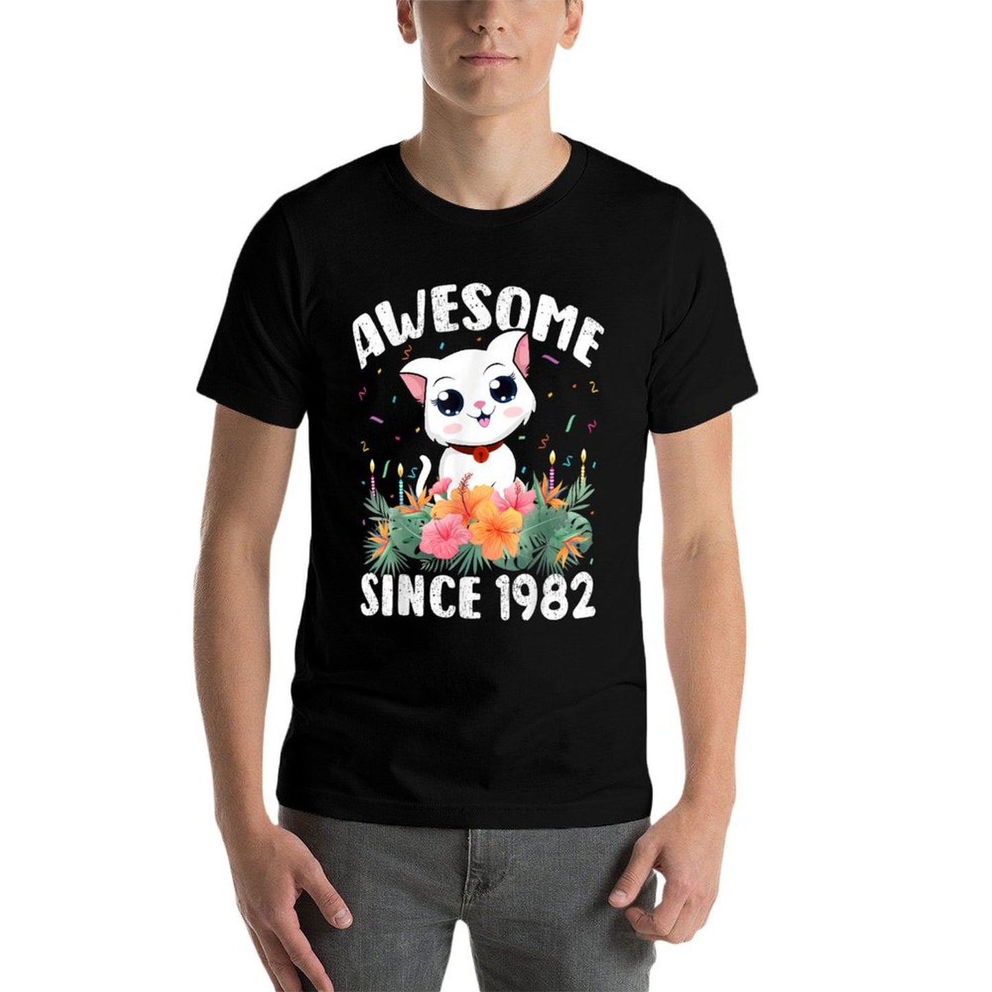 40 Years Old Cat Lover Awesome Since 1982 40th Birthday  Versatile T-Shirt