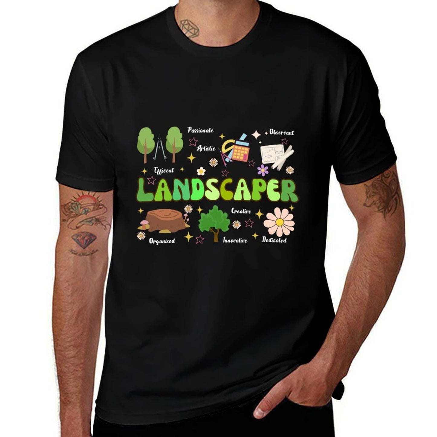 Groovy Landscaper Art For Men Women Gardeners Landscape  Breathable T-Shirt