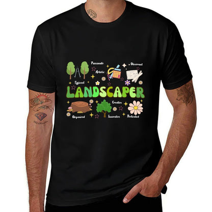 Groovy Landscaper Art For Men Women Gardeners Landscape  Breathable T-Shirt
