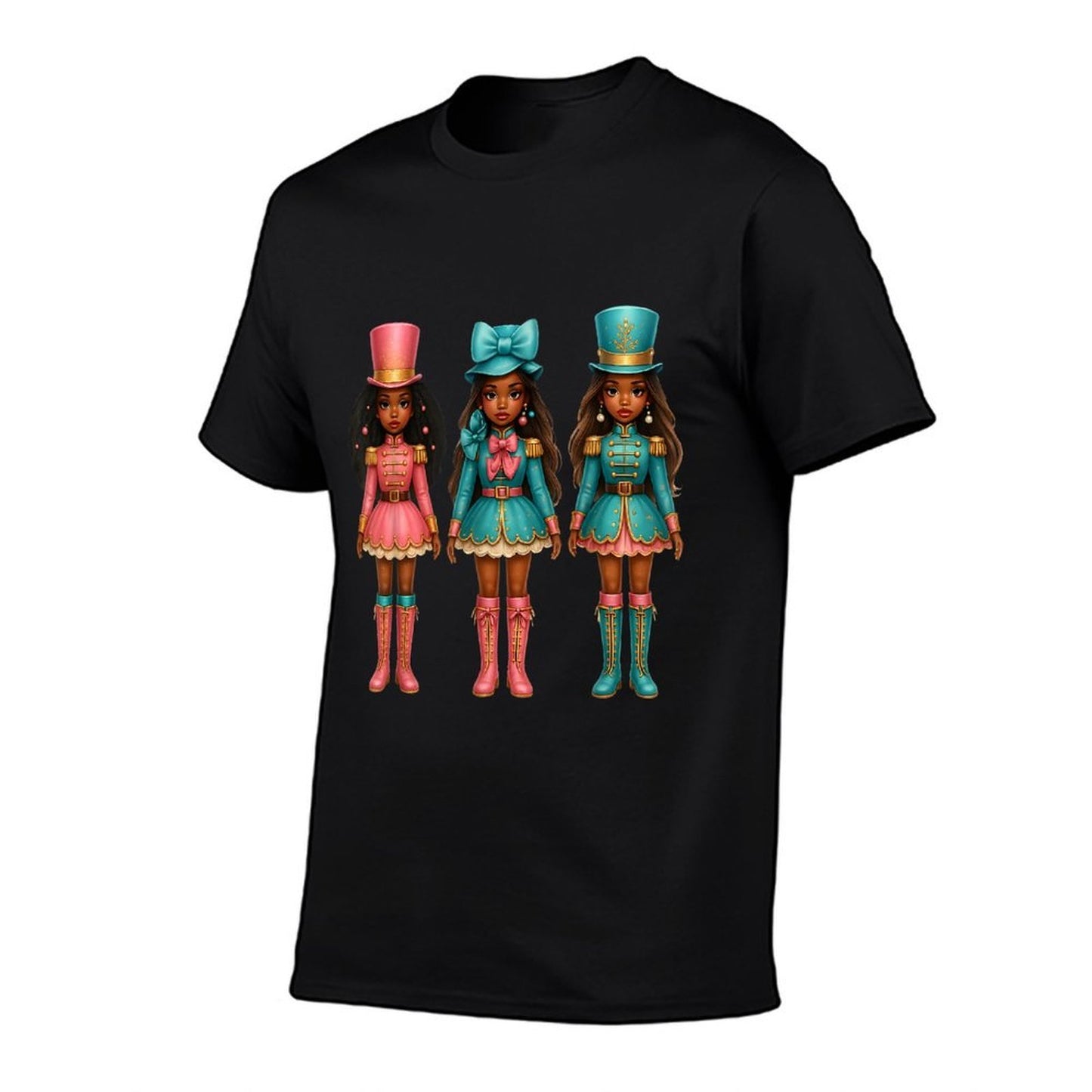 Black Girl Nutcracker Western Christmas Pink Nutcracker Bow  Slim-fit Cut T-Shirt