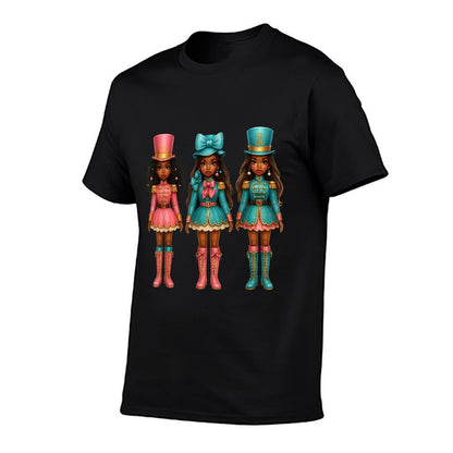 Black Girl Nutcracker Western Christmas Pink Nutcracker Bow  Slim-fit Cut T-Shirt