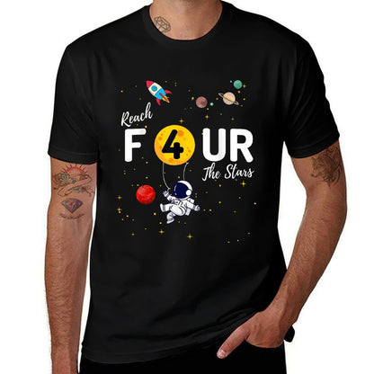 Reach 4 The Stars Child's 4th Birthday Party  Cotton T-Shirt