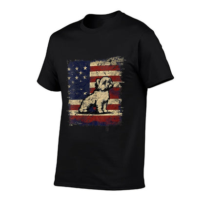 Womens Patriotic Shih Tzu Dog Lovers Cool American 4th of July  Moisture-wicking T-Shirt