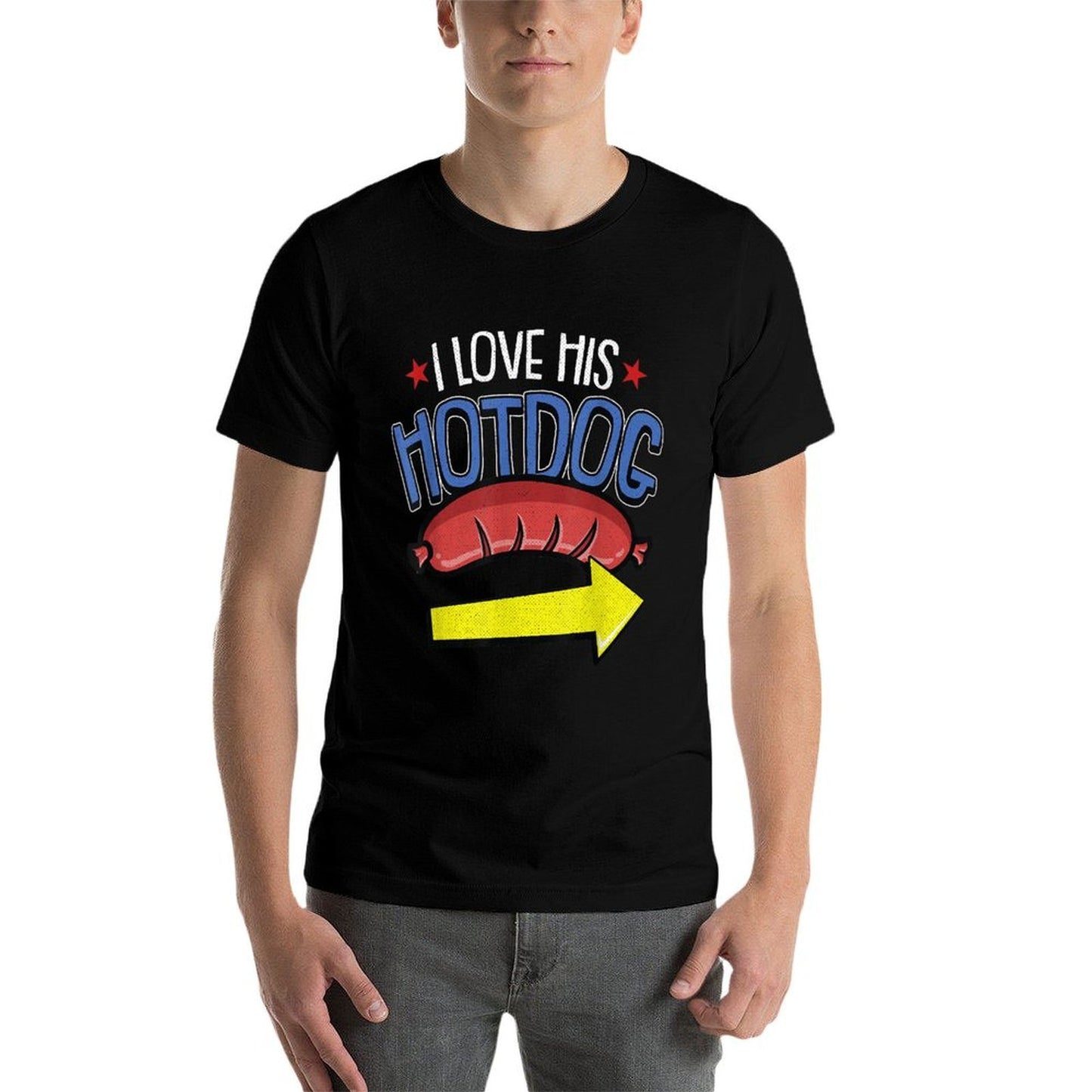 I Love His Hotdog 4th Of July Funny Adult Humor Patriotic  Moisture-wicking T-Shirt