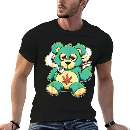 Funny Teddy Bear Pot Leaf 420 Marijuana Weed Cannabis Smokin  Eco-friendly Material T-Shirt