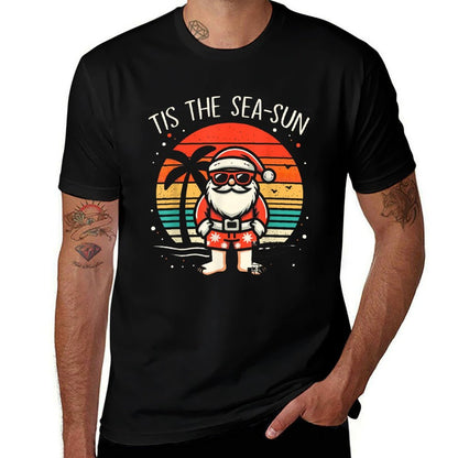 Tis The Sea Sun Santa Beach Summer Christmas In July Summer  Easy-care T-Shirt