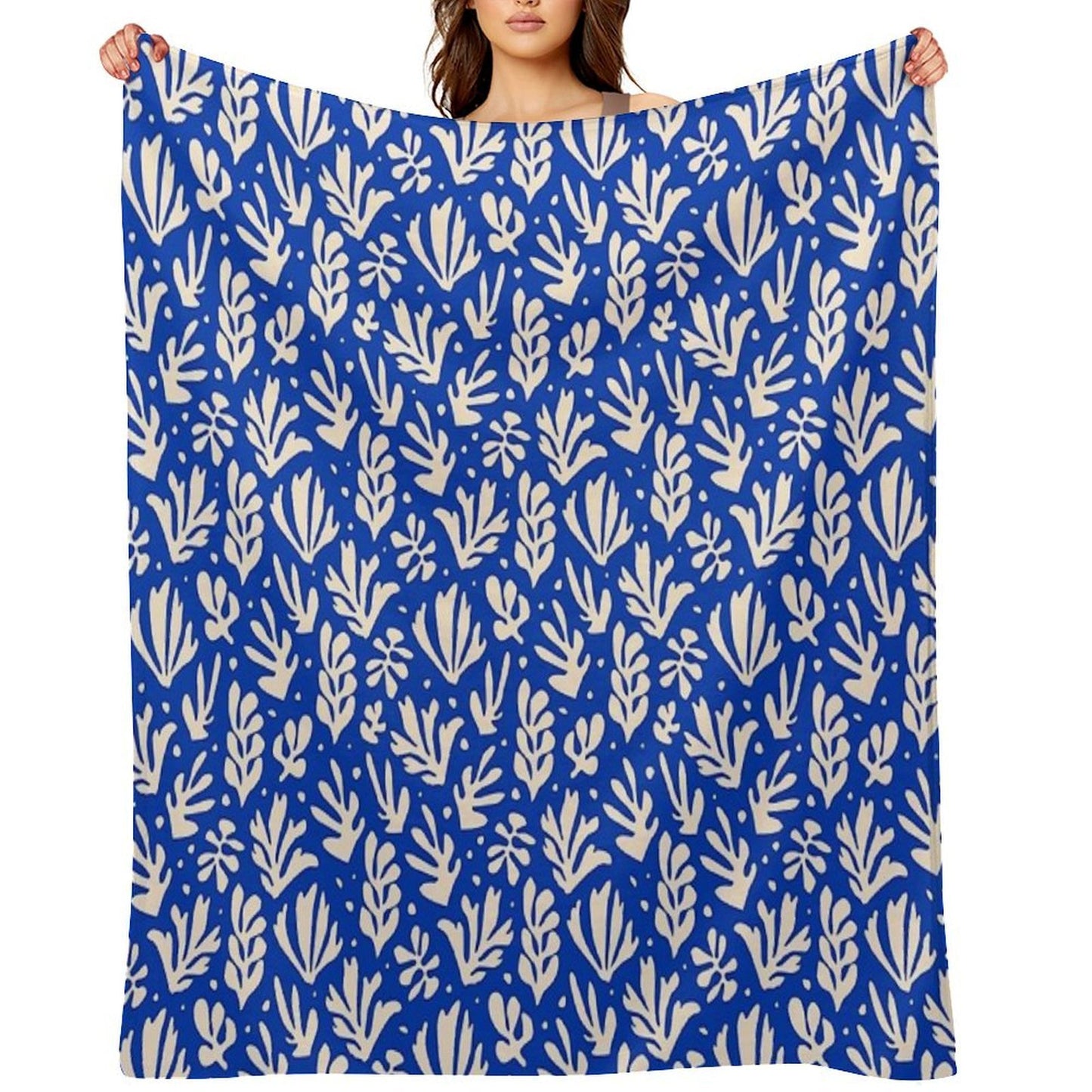Leaves Pattern Plants Inspired by Henri Matisse Machine-washable Throw Blanket