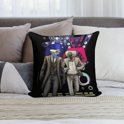 Caméraman And Speákerman Funny Soft Fade-Resistant Throw Pillow