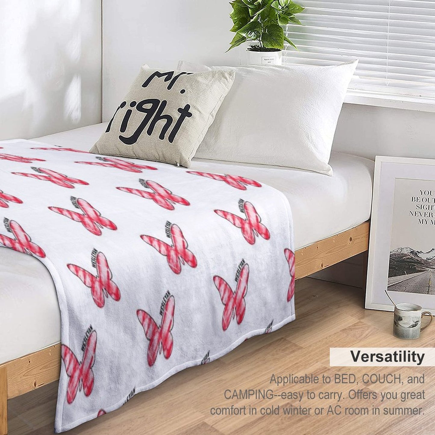 Wesleyan Butterfly Versatility Throw Blanket