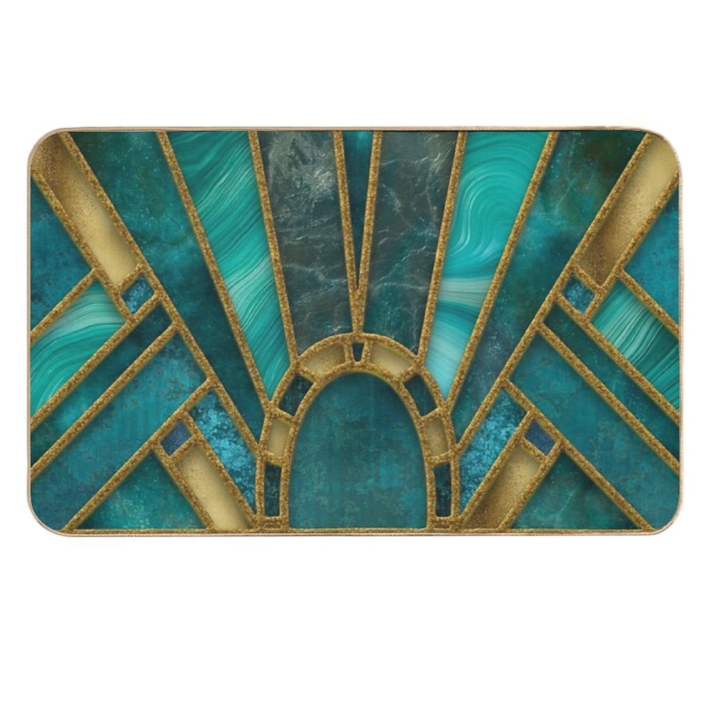 Elegant Stained Glass Art Deco Window With Marble And Gemstone  Easy To Clean Bath Mat