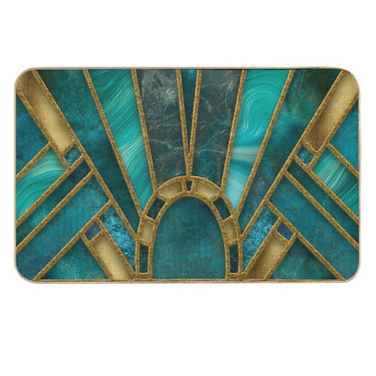 Elegant Stained Glass Art Deco Window With Marble And Gemstone  Easy To Clean Bath Mat