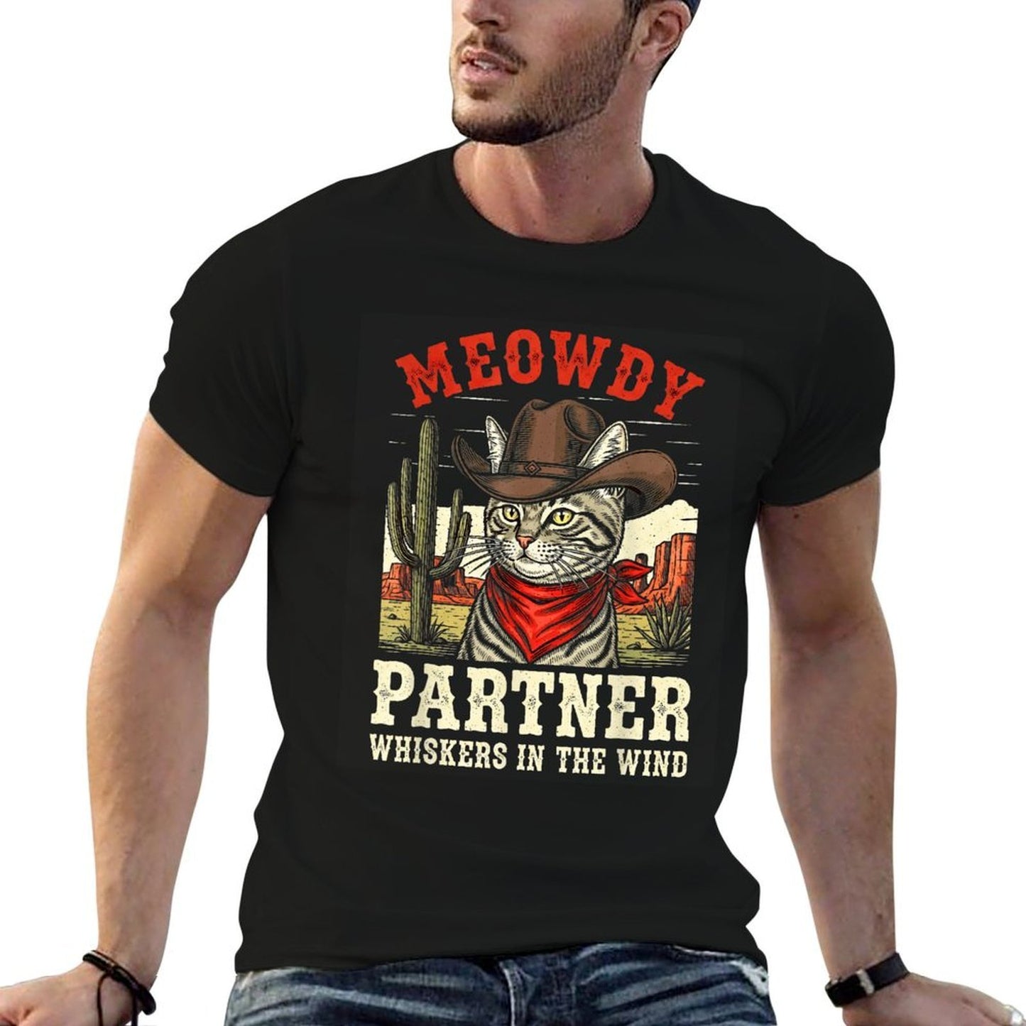 Meowdy Partner Cowboy Cat Funny Cowboy Meme  Classic T-Shirt