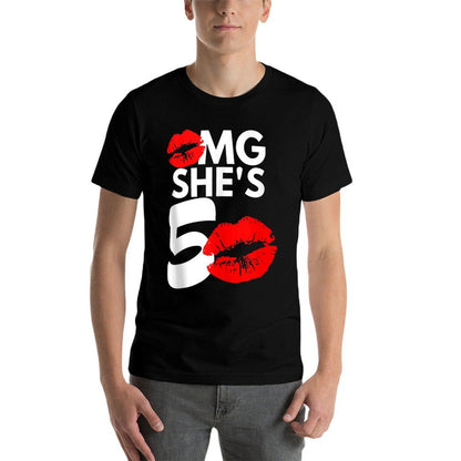 OMG SHE'S 50 Birthday, 50 Year Old, 50th Birthday  Fade-proof Color T-Shirt