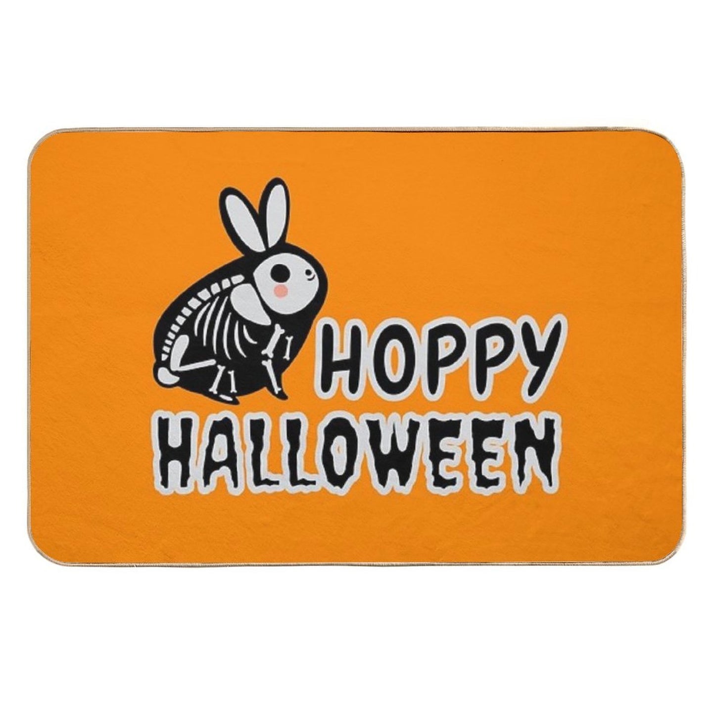 Hoppy Halloween, Cute Skeleton Rabbit Halloween Pun  Toxin-Free Bath Mat