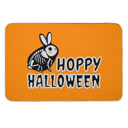Hoppy Halloween, Cute Skeleton Rabbit Halloween Pun  Toxin-Free Bath Mat
