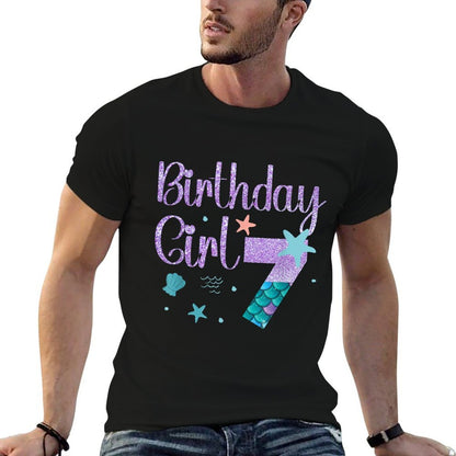 Mermaid Birthday Girl 7 Year Old Its My 7th Bday Mermaid  Trendy Pattern T-Shirt