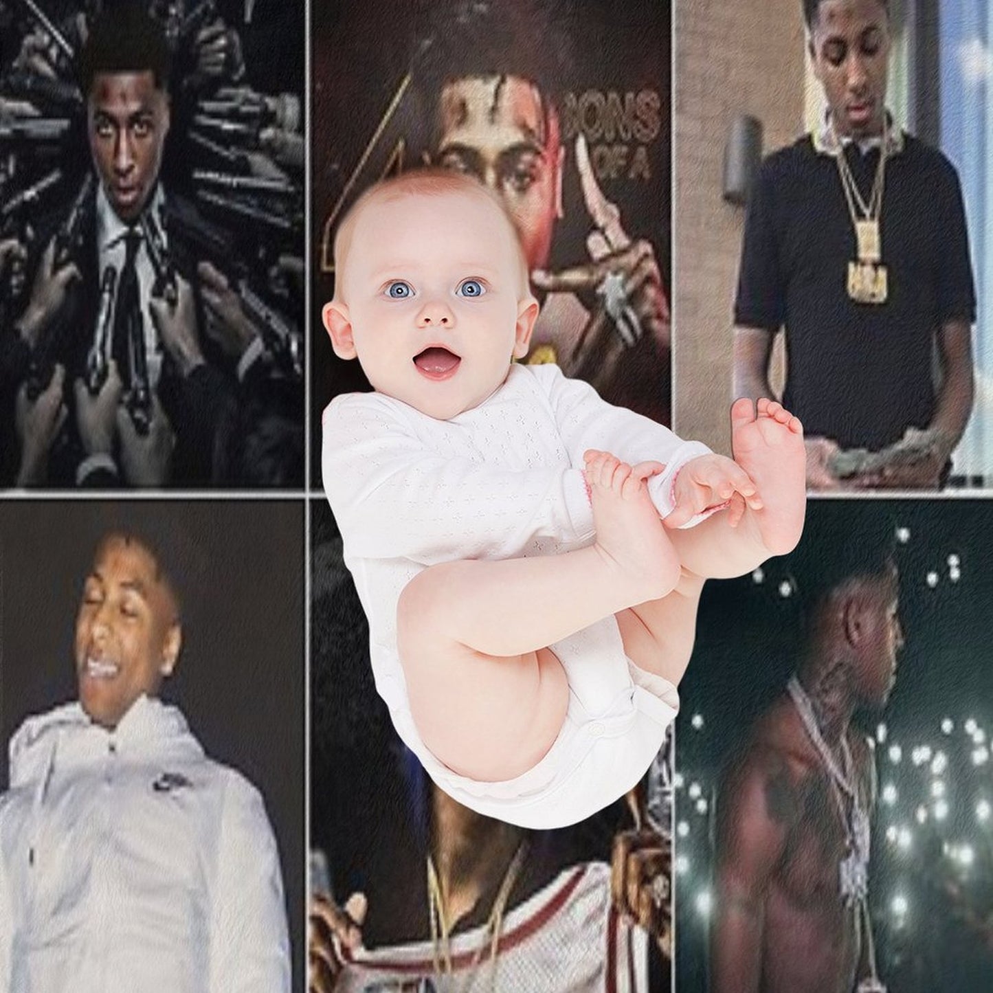 YoungBoy Never Broke Again Photo Collage Wrinkle-free Throw Blanket