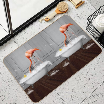 Flamingo on Bathtub Bubble Bath  Long-Lasting Bath Mat