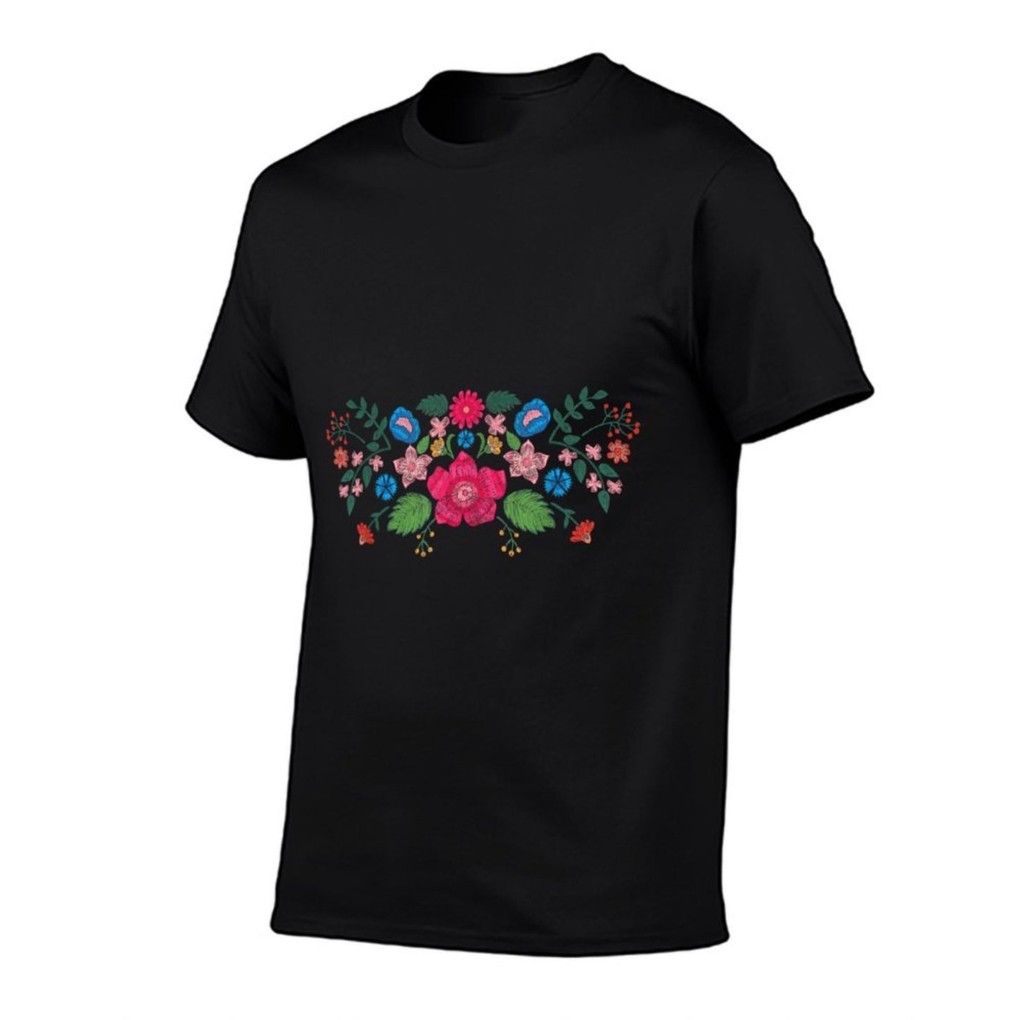 Spring Faux Embroidered Flower Mexican Applique Floral  Affordable Price T-Shirt