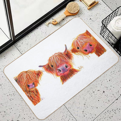 HiGHLaND CoW PRiNT SCoTTiSH ' THe ORaNGeS ' BY SHiRLeY MacARTHuR  Long-Lasting Bath Mat