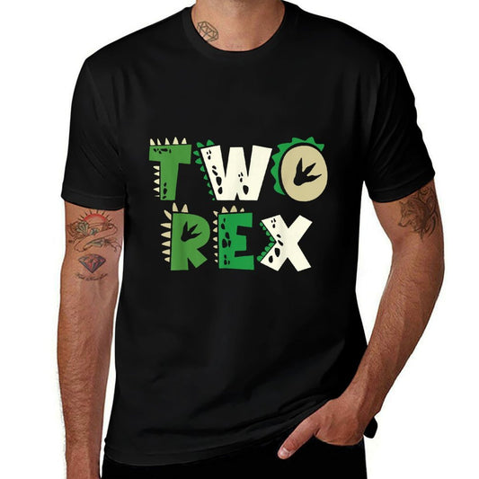 Two Rex Dinosaur Birthday For 2nd Birthday Boys Girls  Fade-proof Color T-Shirt