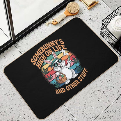 Happy 420 Easter Smoking Weed Funny Some Bunny's High  Absorbent Bath Mat