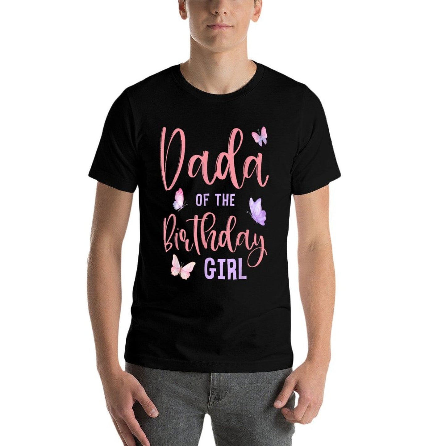 Dada of The Birthday Girl Butterfly Party Matching Family  Oversized Silhouette T-Shirt