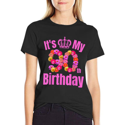90 Year Old Birthday Flower Birthday Its My 90th Birthday  Vintage-inspired T-Shirt