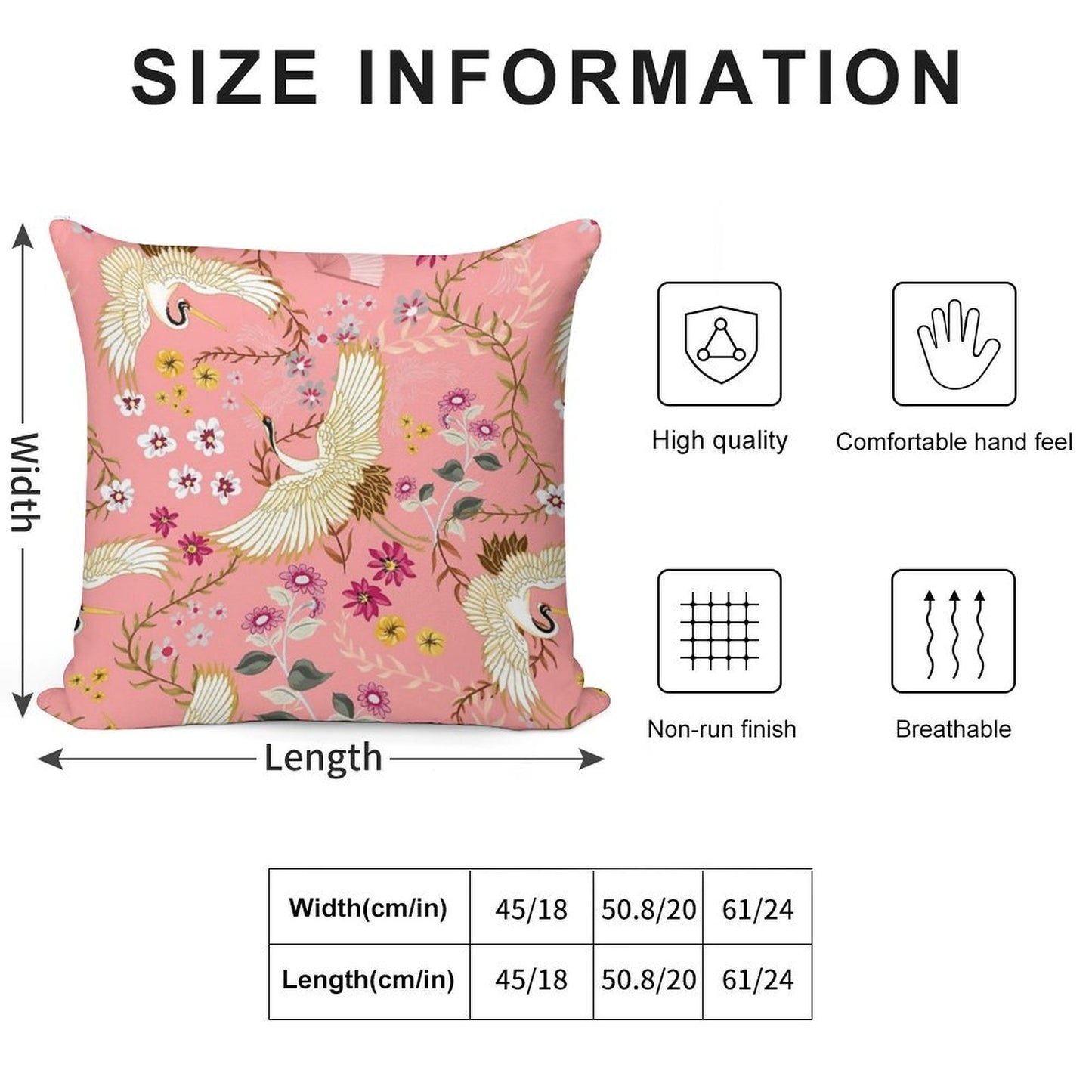 Chinoiserie Cranes on Pink, Birds Soft Decorative Cover Throw Pillow