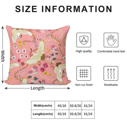 Chinoiserie Cranes on Pink, Birds Soft Decorative Cover Throw Pillow