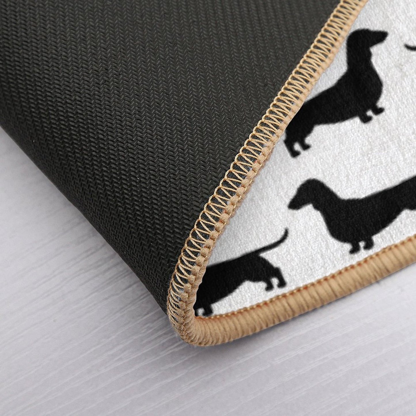 Dachshund Dog Silhouette(s)  Smooth Coated Wiener Dog  Fade-Resistant Bath Mat