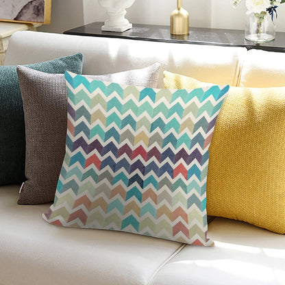 Watercolor Chevron Pattern Soft Reinforced Edging Throw Pillow