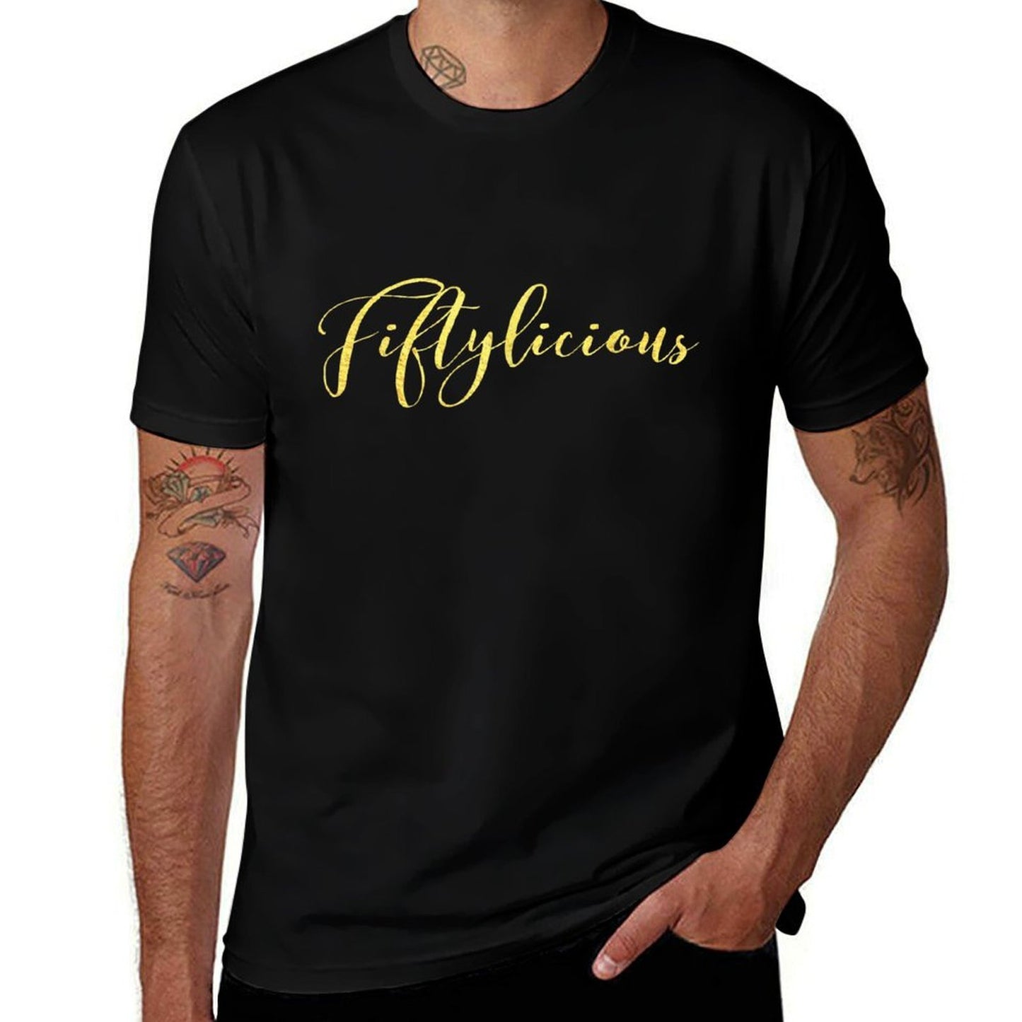 Fiftylicious Fifty 50th Birthday Gag Gift T Saying  Heathered Texture T-Shirt