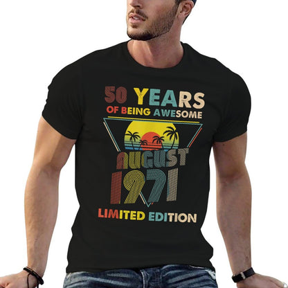 August 1971 Vintage Retro 50 Years 50th Birthday Gift  Stretchy T-Shirt