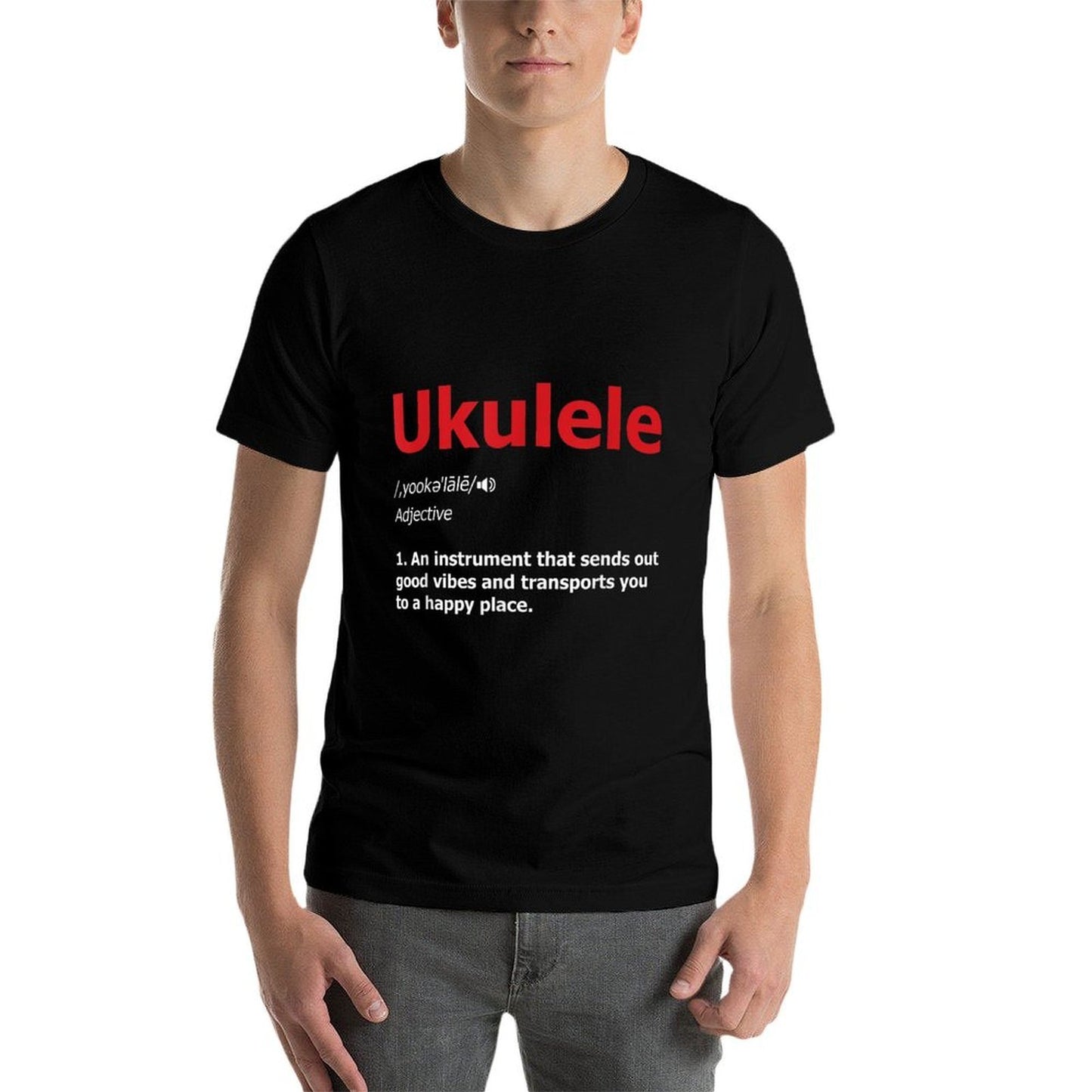 Definition Ukulele Hawaiian Guitar Musician Uke Acoustic  Fade-proof Color T-Shirt