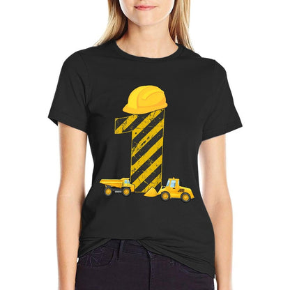 Kids 1st Birthday Digger 1 Year Builder Excavator Gift  Durable T-Shirt