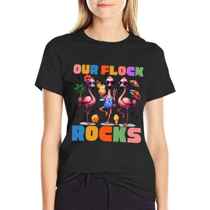 Our Flock Rocks Flamingo Summer Vacation Family Matching Sweatshirt  Eco-friendly Material T-Shirt