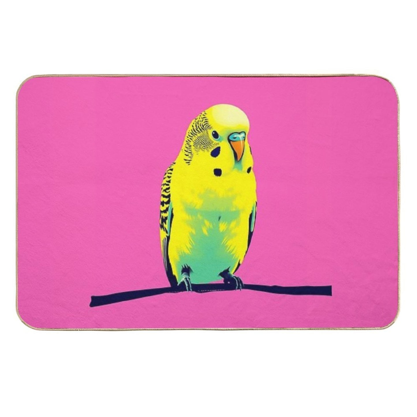 Pink And Yellow Parakeet Budgie Pop Art Illustration  Odorless Bath Mat