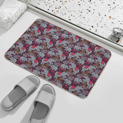 Thai Elephants Family  Odorless Bath Mat