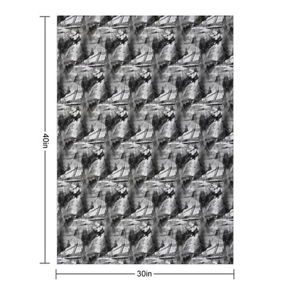 Grunge Monochromatic Grayscale Pattern Sustainable Throw Blanket