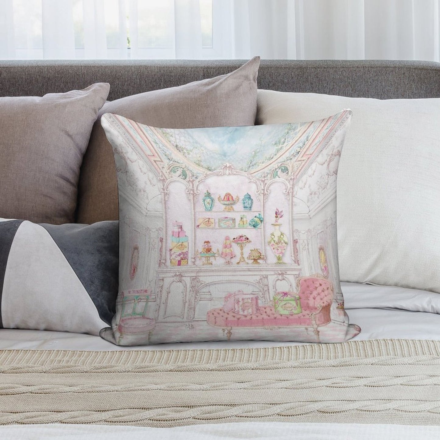 French Patisserie, Paris, Cake Shop, Diorama Soft Ultra-Soft Texture Throw Pillow