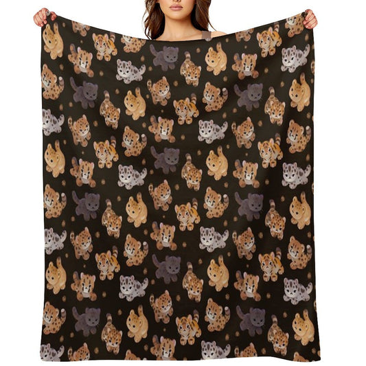 The Year of Big Cat Cubs - Dark All-season Throw Blanket